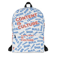 Load image into Gallery viewer, &#39;Content is Culture&#39; Backpack

